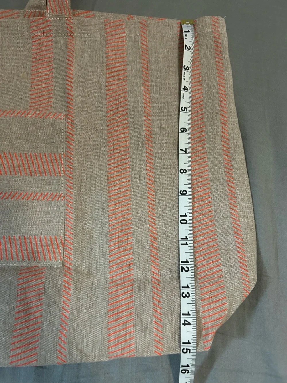 Eco-Friendly Avène Tote Bag With Orange Stripes Made Of Linen & Recycled Fabrics